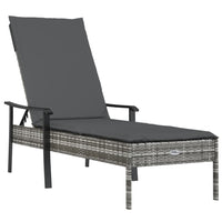 Thumbnail for Sonnenliegen 2 Stk. mit Tisch und Auflagen Grau Poly Rattan