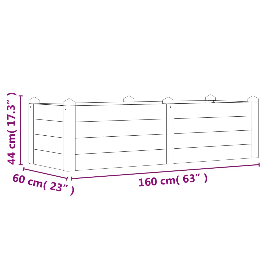 Hochbeet 160x60x44 cm Massivholz Akazie