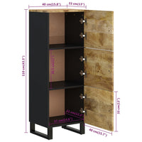 Thumbnail for Highboard mit 3 Türen 40x33x110 cm Massivholz Mango & Eisen