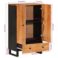 Thumbnail for Highboard mit Schublade 60x33x100 cm Massivholz Akazie & Eisen