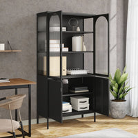 Thumbnail for Highboard Schwarz 90x40x180 cm Glas und Stahl