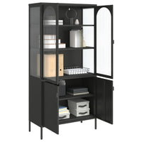 Thumbnail for Highboard Schwarz 90x40x180 cm Glas und Stahl