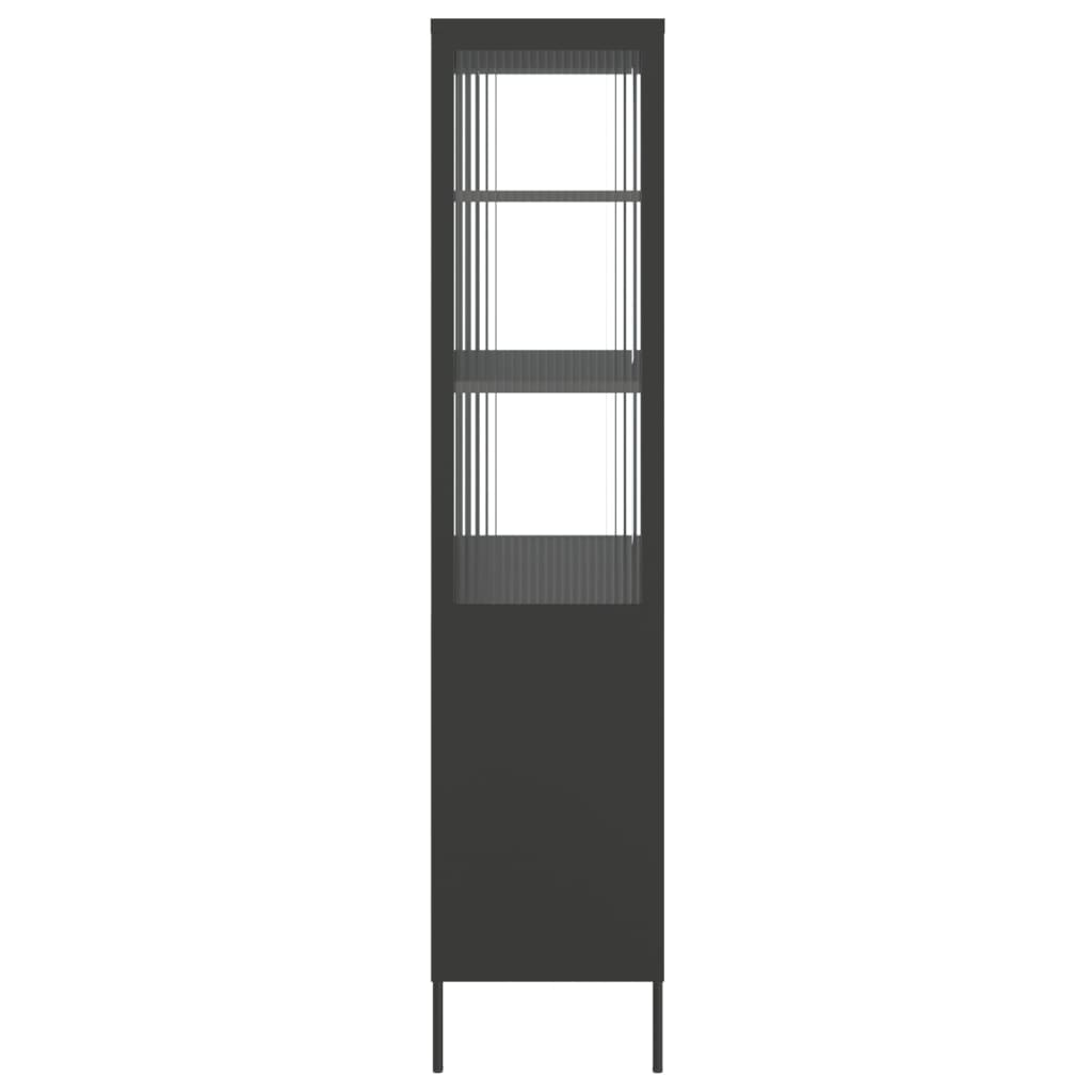 Highboard Schwarz 90x40x180 cm Glas und Stahl