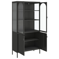 Thumbnail for Highboard Schwarz 90x40x180 cm Glas und Stahl