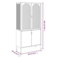 Thumbnail for Highboard Schwarz 90x40x180 cm Glas und Stahl