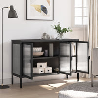 Thumbnail for Sideboard Schwarz 105x35x70 cm Glas und Stahl