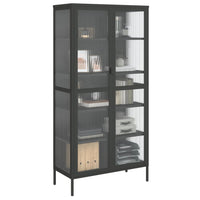 Thumbnail for Highboard Schwarz 85x40x180 cm Glas und Stahl