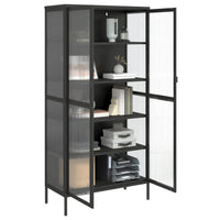Thumbnail for Highboard Schwarz 85x40x180 cm Glas und Stahl