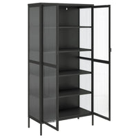 Thumbnail for Highboard Schwarz 85x40x180 cm Glas und Stahl