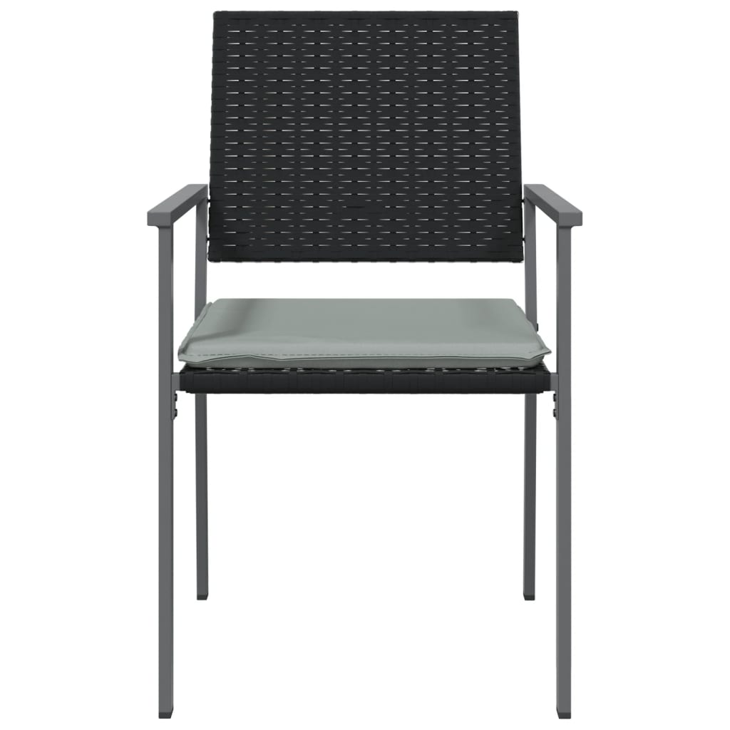 Gartenstühle mit Kissen 2 Stk. Schwarz 54x62,5x89cm Poly Rattan
