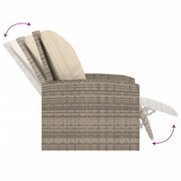 Thumbnail for Gartensessel Verstellbar mit Kissen Hellbraun Poly Rattan