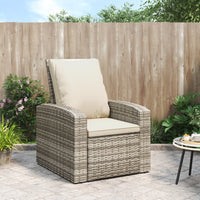 Thumbnail for Gartensessel Verstellbar mit Kissen Hellbraun Poly Rattan