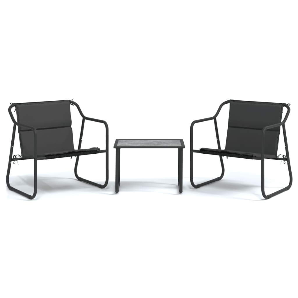 3-tlg. Garten-Lounge-Set mit Kissen Anthrazit Stahl