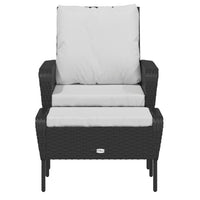 Thumbnail for Gartenstuhl mit Fußhocker Schwarz Poly Rattan
