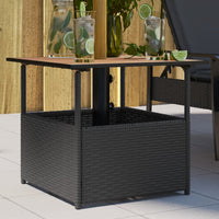 Thumbnail for Gartentisch mit Schirmloch Schwarz 55x55x46,5 cm Poly Rattan