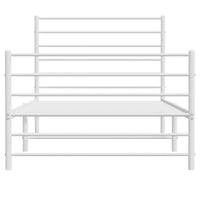 Thumbnail for Bettgestell mit Kopf- und Fußteil Metall Weiß 100x190 cm