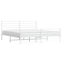 Thumbnail for Bettgestell mit Kopf- und Fußteil Metall Weiß 200x200 cm