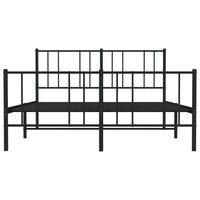Thumbnail for Bettgestell mit Kopf- und Fußteil Metall Schwarz 135x190 cm