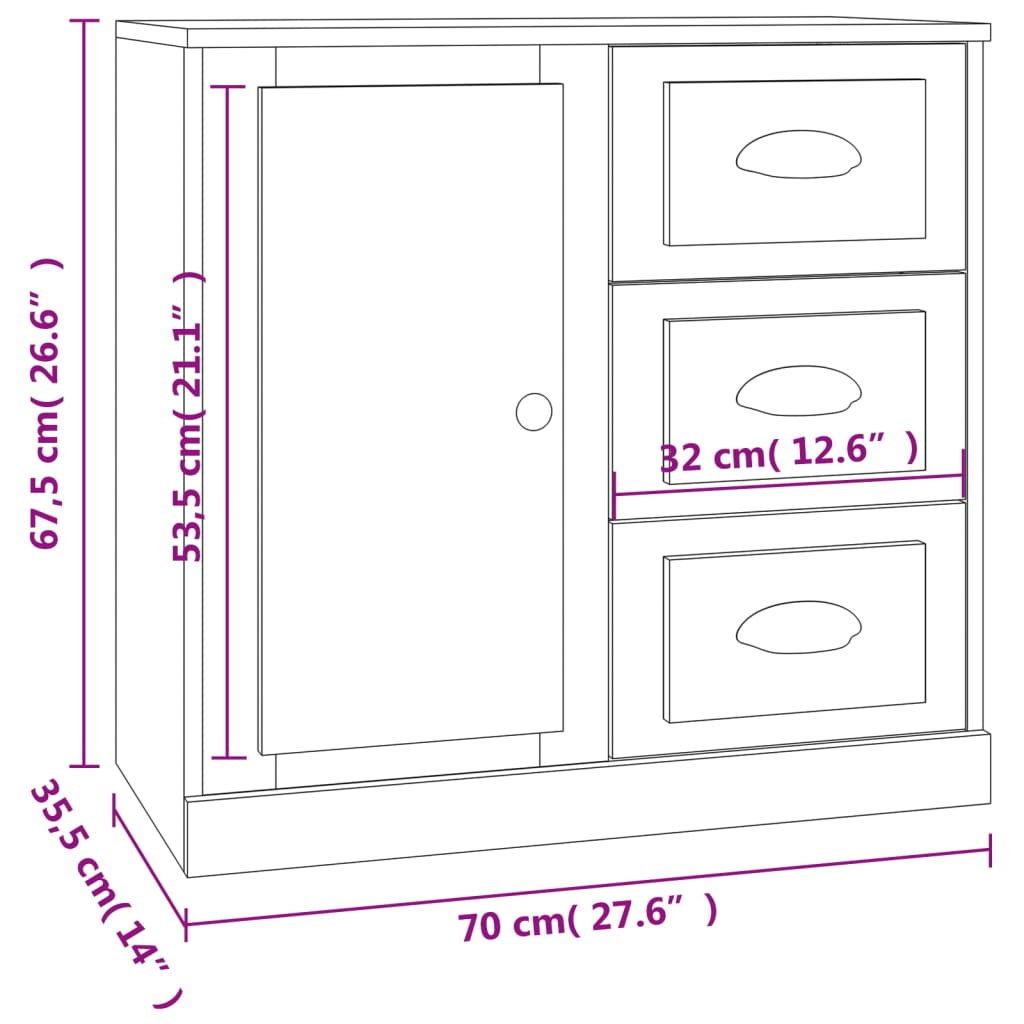 Sideboard Hochglanz-Weiß 70x35,5x67,5 cm Holzwerkstoff