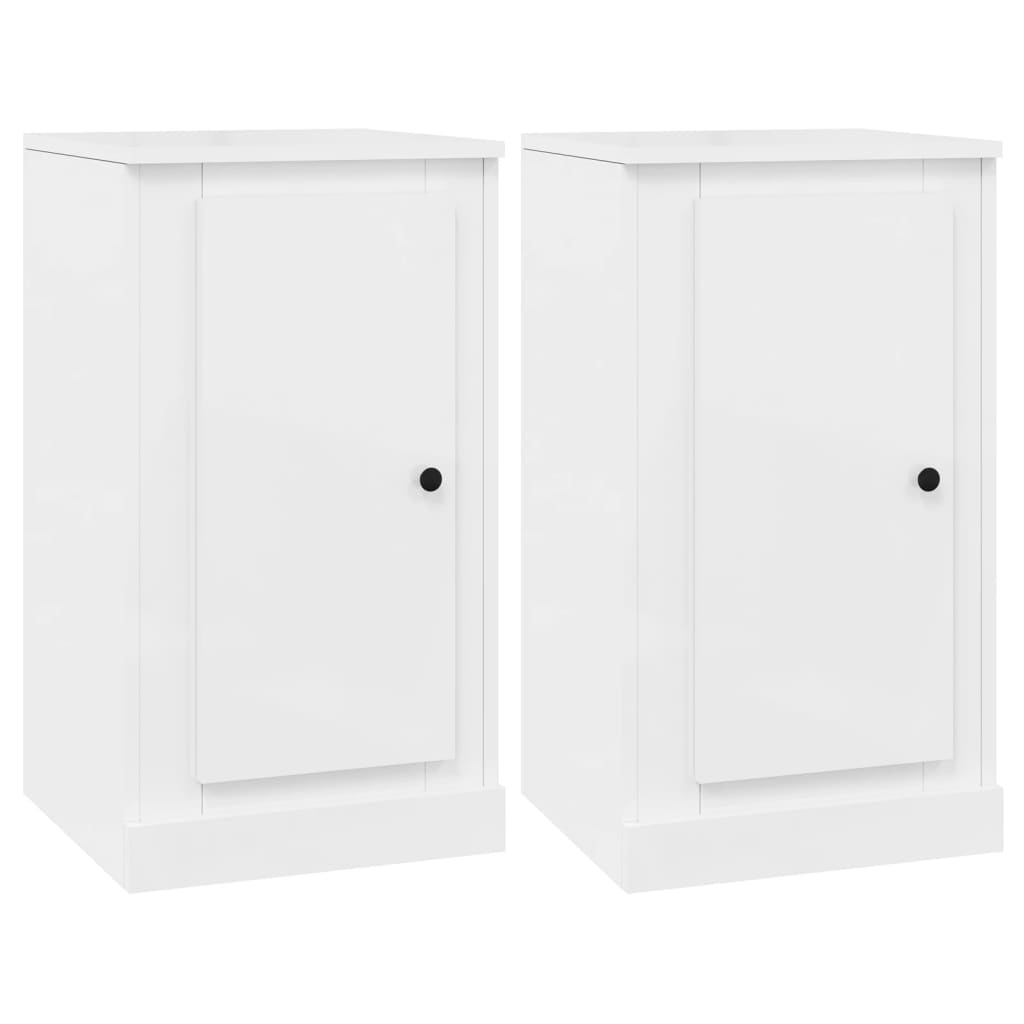 Sideboards 2 Stk. Hochglanz-Weiß 37,5x35,5x67,5cm Holzwerkstoff