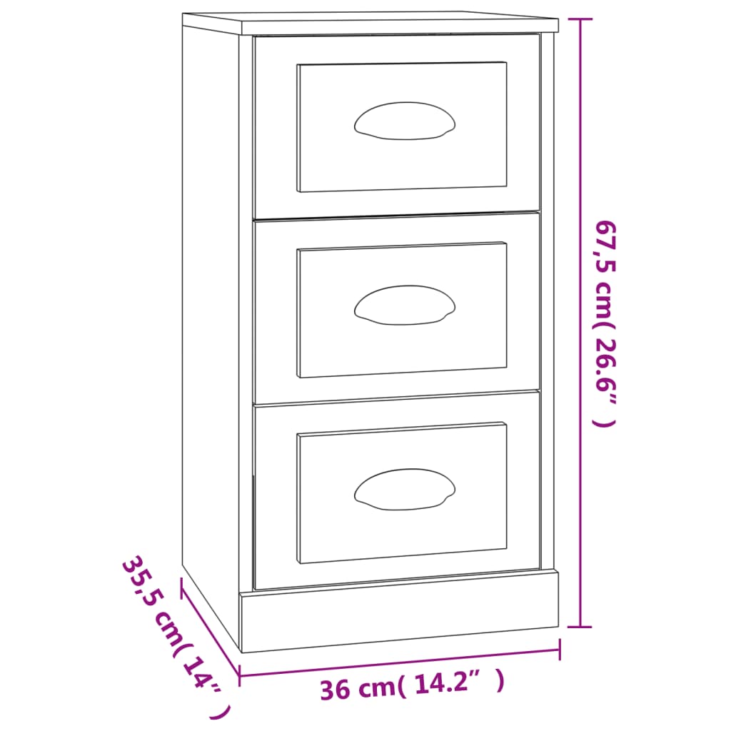 Sideboard Braun Eichen-Optik 36x35,5x67,5 cm Holzwerkstoff
