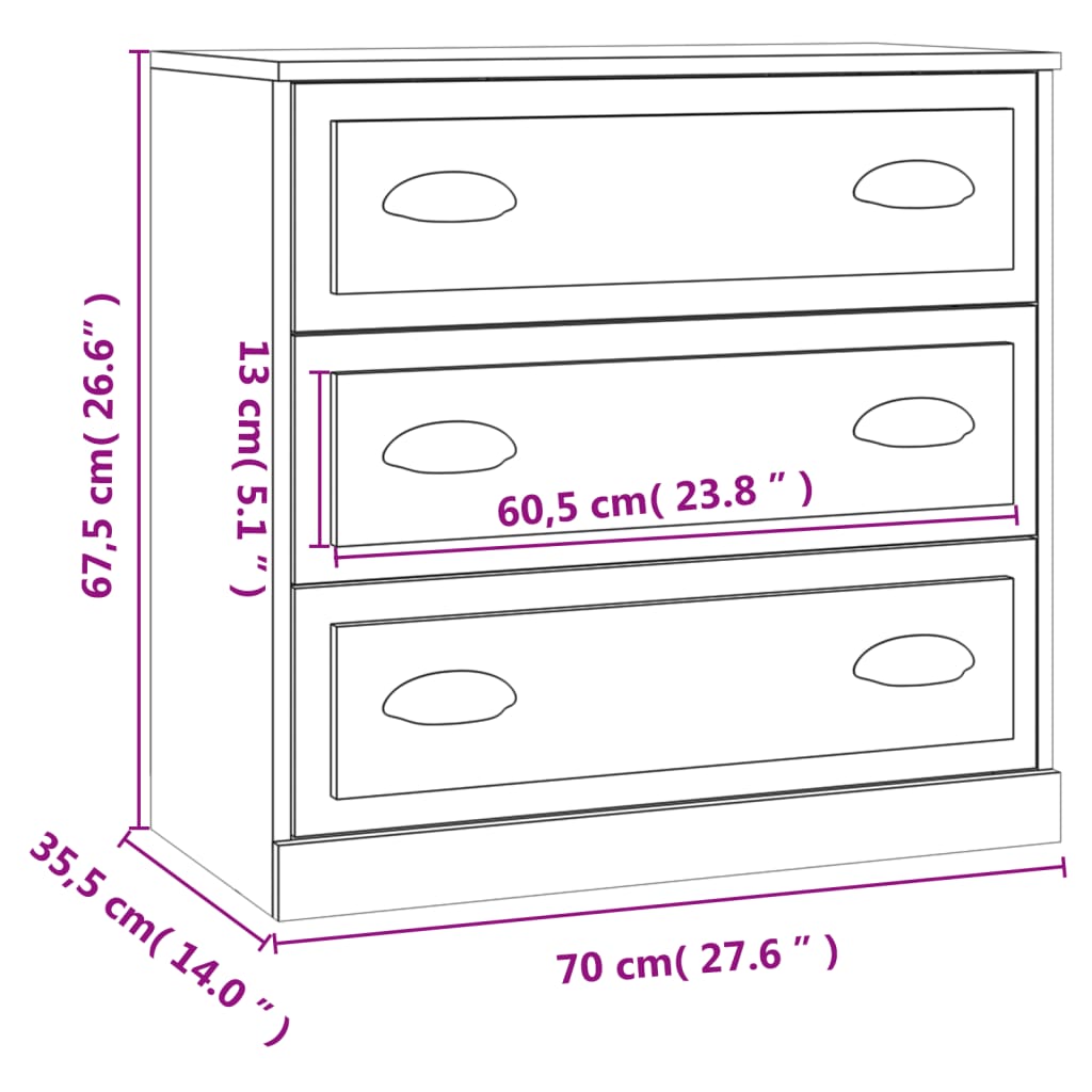 Sideboard Hochglanz-Weiß 70x35,5x67,5 cm Holzwerkstoff