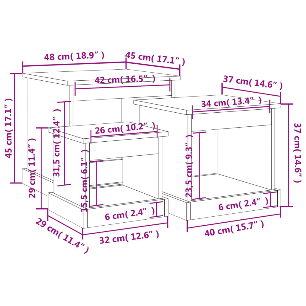 Couchtische 3 Stk. Grau Sonoma Holzwerkstoff