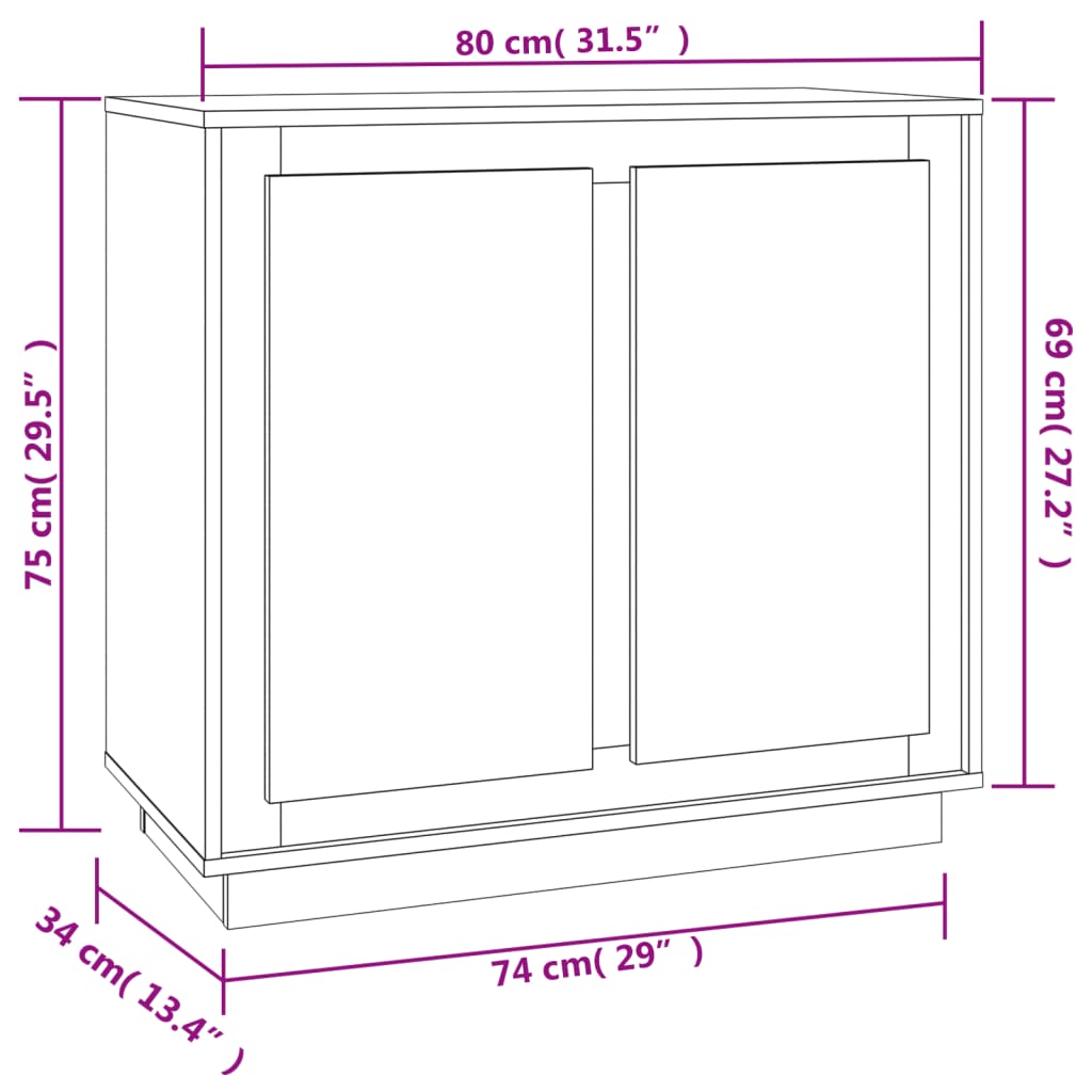 Sideboard Braun Eichen-Optik 80x34x75 cm Holzwerkstoff