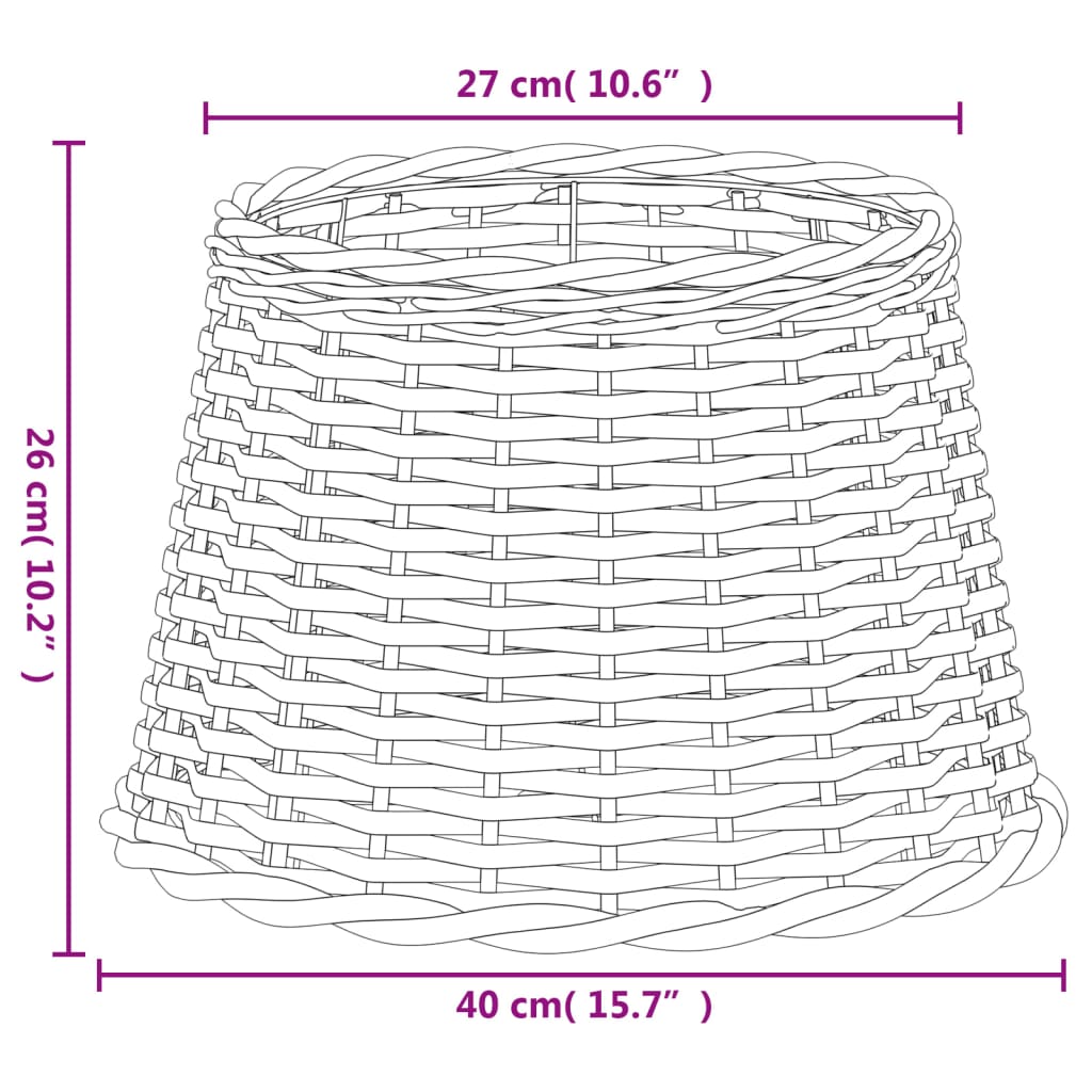 Lampenschirm Weiß Ø40x26 cm Korbweide