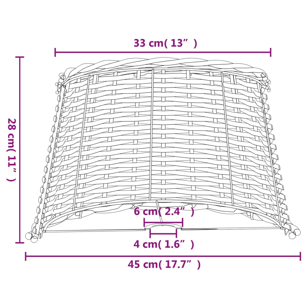 Lampenschirm Weiß Ø45x28 cm Korbweide