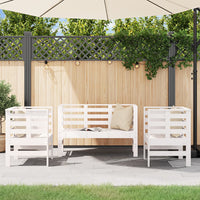 Thumbnail for 3-tlg. Garten-Lounge-Set Weiß Massivholz Kiefer