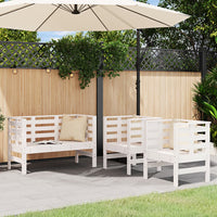 Thumbnail for 3-tlg. Garten-Lounge-Set Weiß Massivholz Kiefer