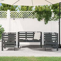 Thumbnail for 3-tlg. Garten-Lounge-Set Grau Massivholz Kiefer