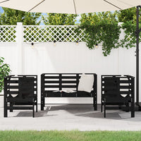 Thumbnail for 3-tlg. Garten-Lounge-Set Schwarz Massivholz Kiefer