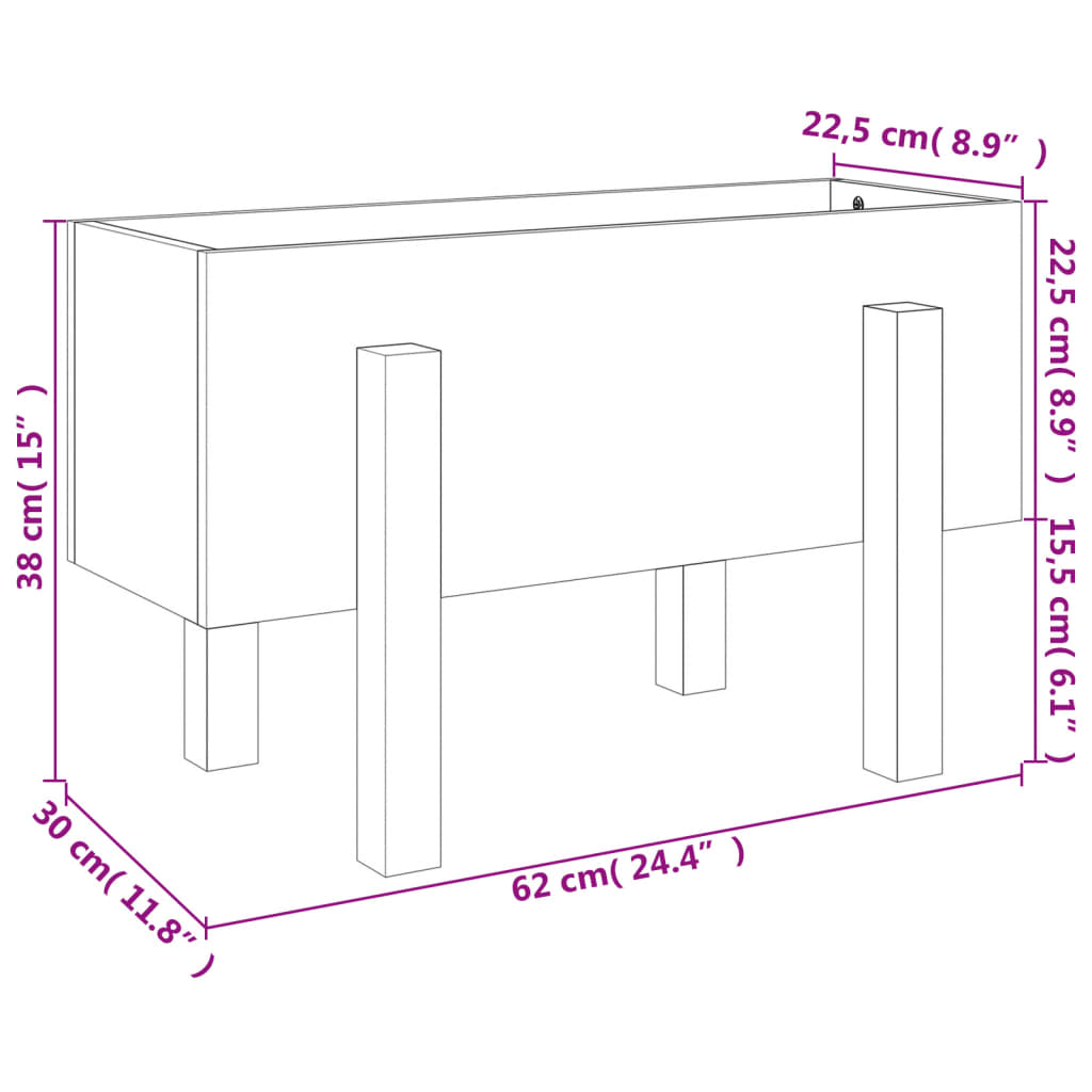 Pflanzkübel 62x30x38 cm Massivholz Douglasie
