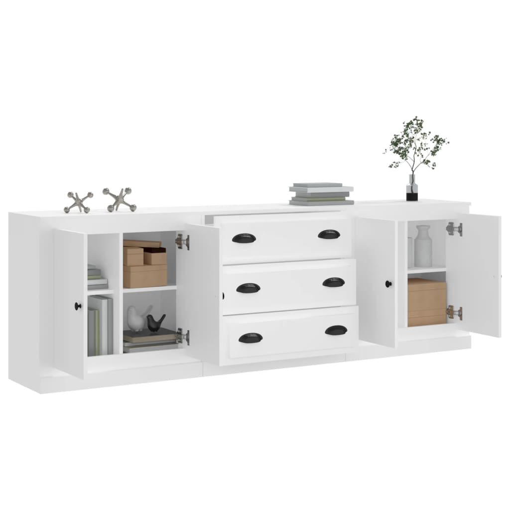 Sideboards 3 Stk. Weiß Holzwerkstoff