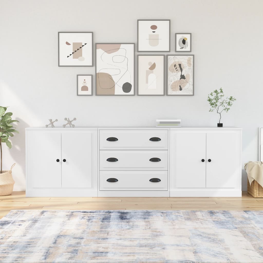 Sideboards 3 Stk. Weiß Holzwerkstoff