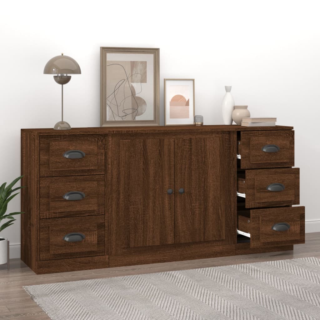 Sideboards 3 Stk. Braun Eichen-Optik Holzwerkstoff
