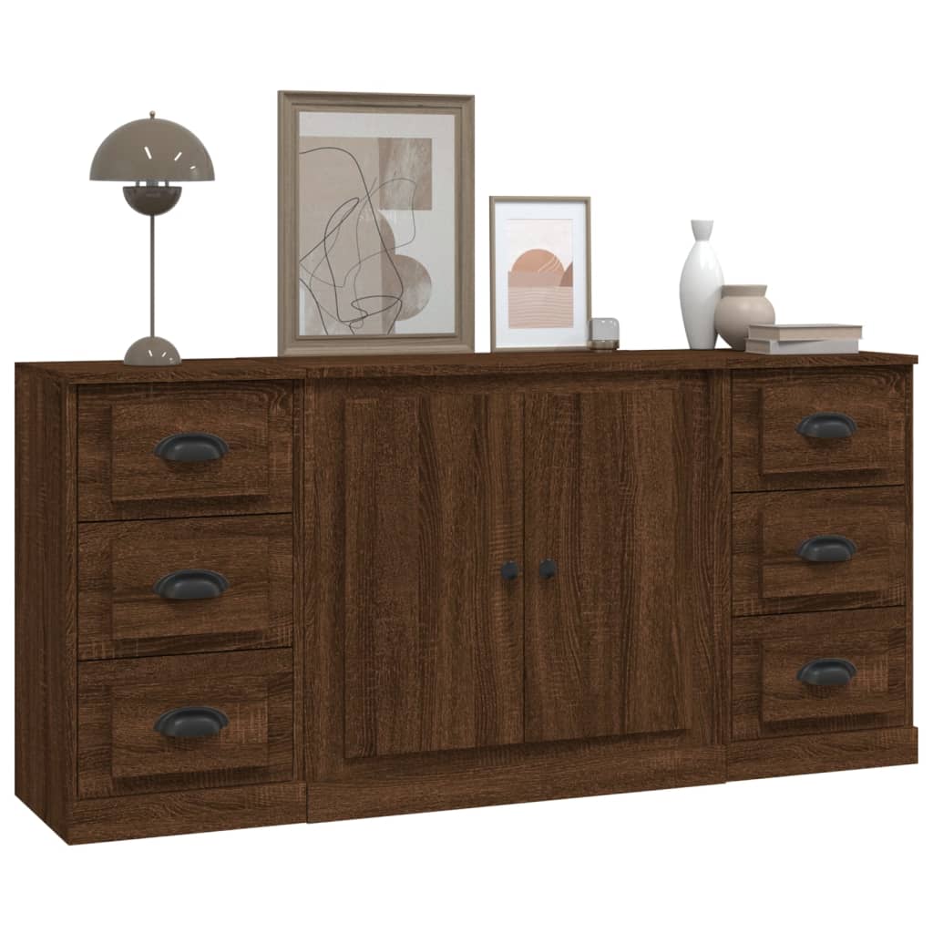 Sideboards 3 Stk. Braun Eichen-Optik Holzwerkstoff