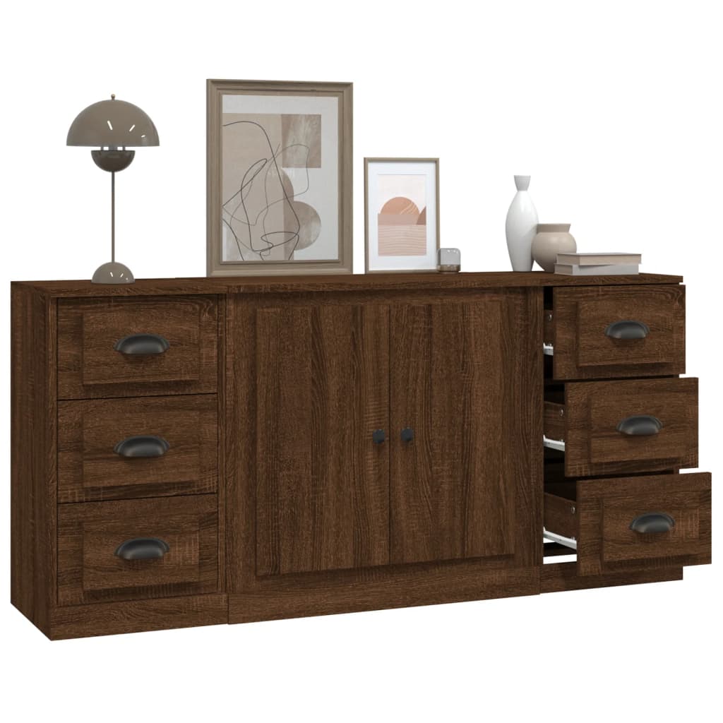 Sideboards 3 Stk. Braun Eichen-Optik Holzwerkstoff