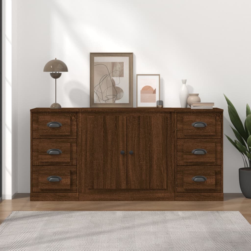 Sideboards 3 Stk. Braun Eichen-Optik Holzwerkstoff