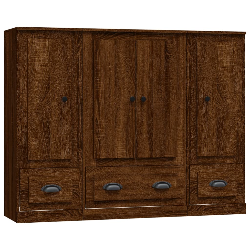 Highboards 3 Stk. Braun Eichen-Optik Holzwerkstoff