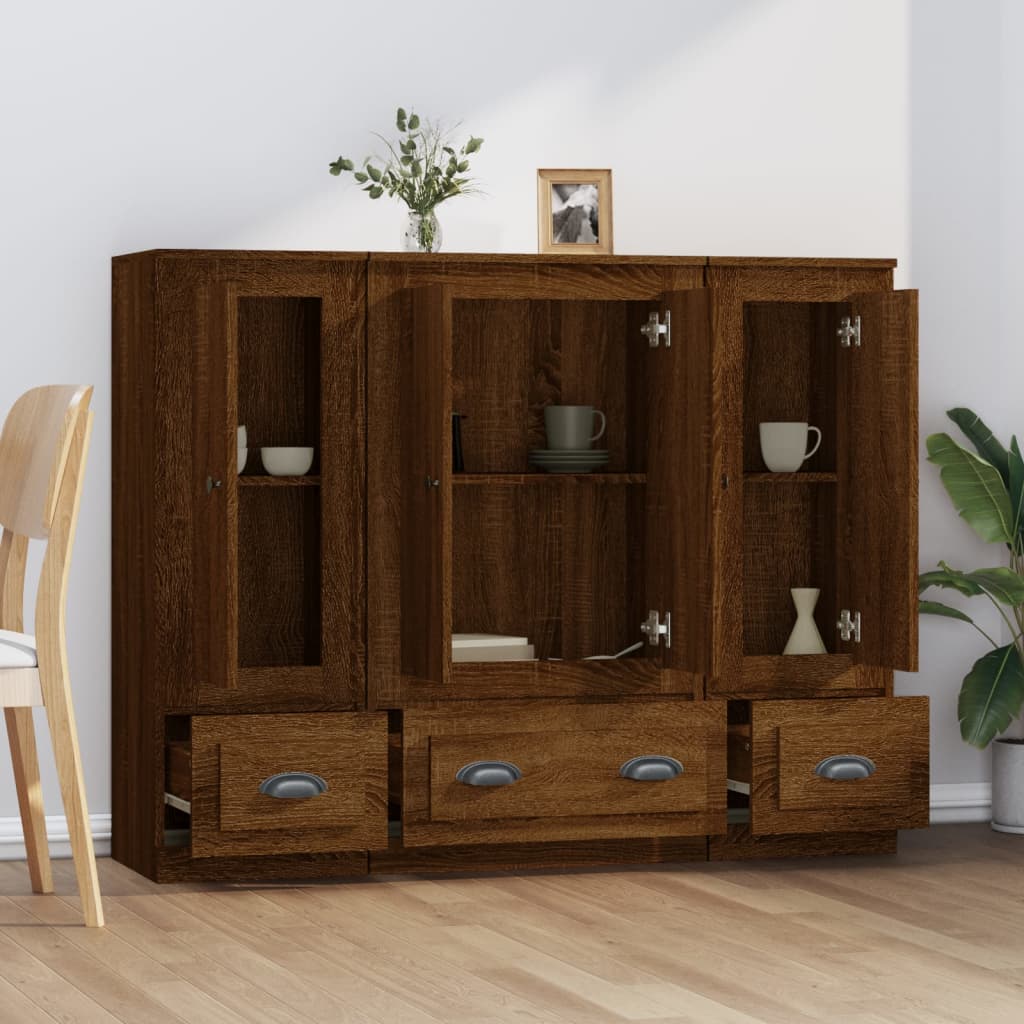 Highboards 3 Stk. Braun Eichen-Optik Holzwerkstoff