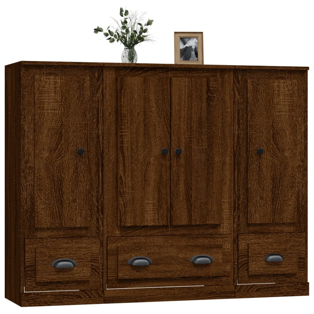 Highboards 3 Stk. Braun Eichen-Optik Holzwerkstoff