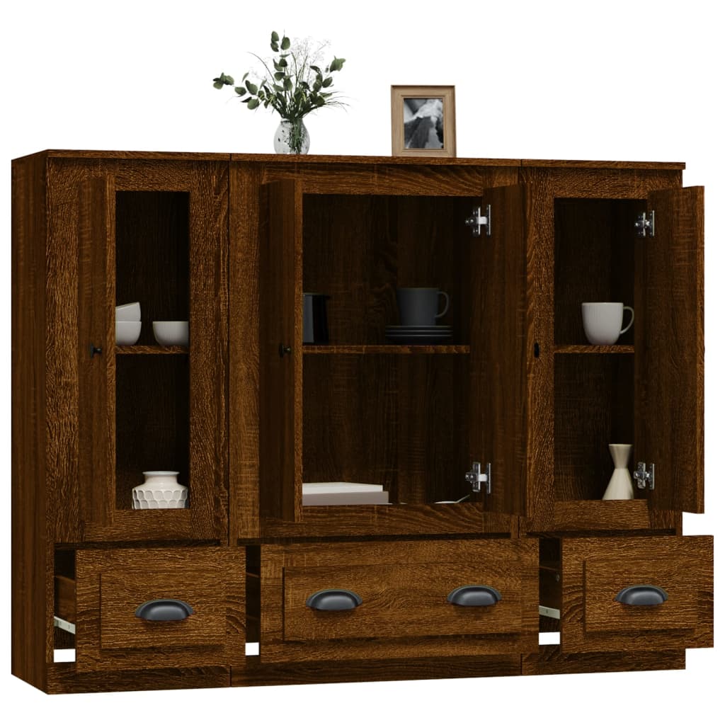 Highboards 3 Stk. Braun Eichen-Optik Holzwerkstoff