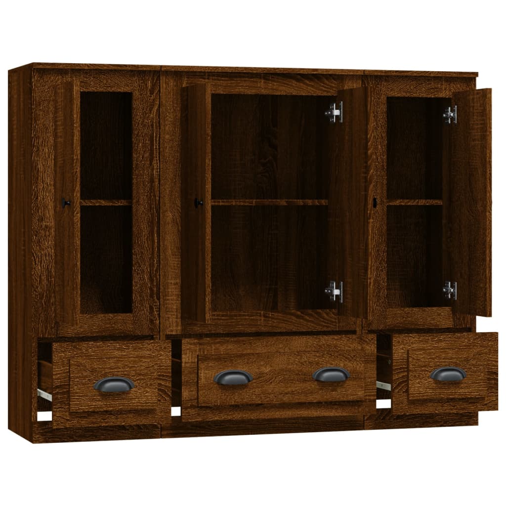 Highboards 3 Stk. Braun Eichen-Optik Holzwerkstoff