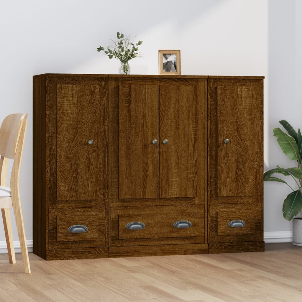 Highboards 3 Stk. Braun Eichen-Optik Holzwerkstoff