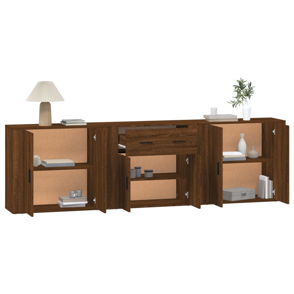 Sideboards 3 Stk. Braun Eichen-Optik Holzwerkstoff