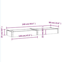 Thumbnail for Hochbeet mit Einsatz Braun 240x60x25 cm Massivholz Tanne