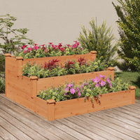 Thumbnail for Hochbeet Braun 120x120x56 cm Massivholz Tanne